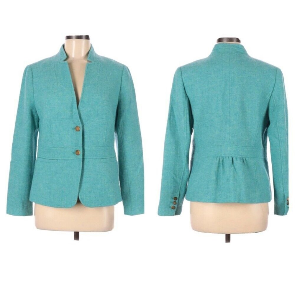 Talbots Wool Blazer Teal Blue Size 6